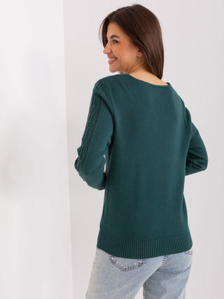 Sweter-AT-SW-2329.98P-ciemny zielony