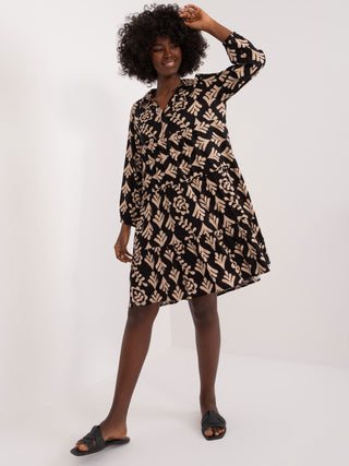 Sukienka-D73771Z30425A-czarno-beżowy