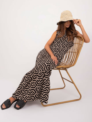 Sukienka-D73771M30435A-czarno-beżowy