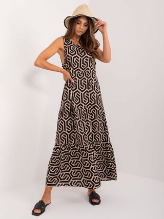 Sukienka-D73771M30435A-czarno-beżowy