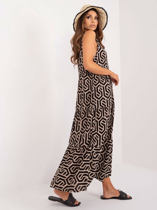 Sukienka-D73771M30435A-czarno-beżowy