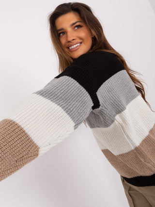Sweter-BA-SW-8024.57P-czarno-beżowy