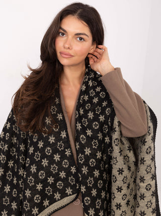 Poncho-AT-PN-7661.89-czarno-beżowy