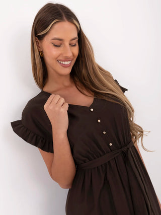 Sukienka-MI-SK-A3849.91-ciemny brązowy