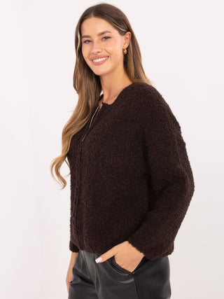 Sweter-MI-SW-3WB219.21-ciemny brązowy