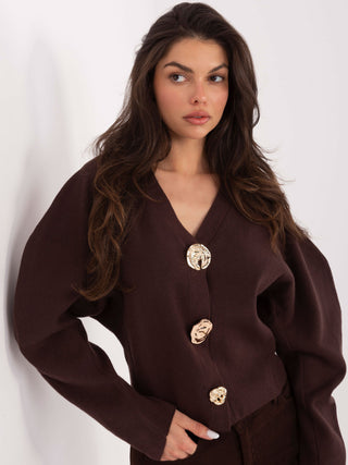 Sweter-PM-SW-CV6656.59-ciemny brązowy