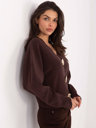 Sweter-PM-SW-CV6656.59-ciemny brązowy