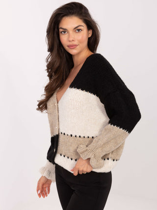 Sweter-MI-SW-0903.87-czarno-beżowy