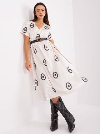 Sukienka-DHJ-SK-17260.90-ecru