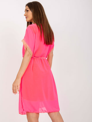 Sukienka-DHJ-SK-1508.12-fluo różowy
