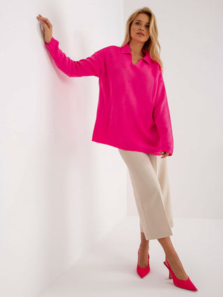 Sweter-LC-SW-2261.00P-fluo różowy