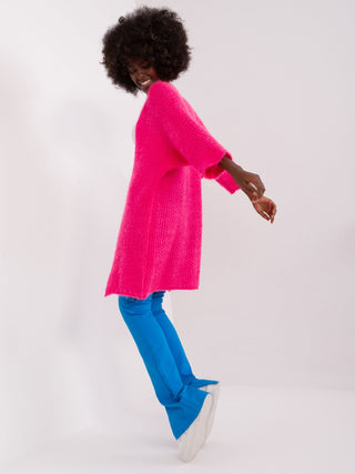 Kardigan-DHJ-SW-6611.12P-fluo różowy