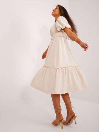 Sukienka-DHJ-SK-8933.99-jasny beżowy