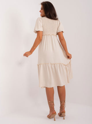 Sukienka-DHJ-SK-8933.99-jasny beżowy