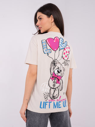 T-shirt-D12022AH02645Y-jasny beżowy
