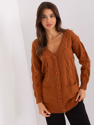 Sweter-AT-SW-2241.36P-ciemny pomarańczowy