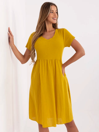 Sukienka-DHJ-SK-25370.85-ciemny żółty