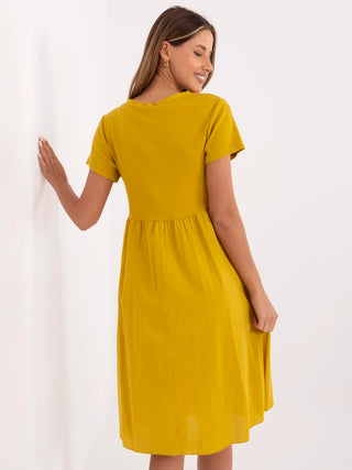 Sukienka-DHJ-SK-25370.85-ciemny żółty