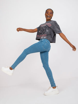 Spodnie jeans-niebieski