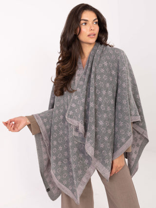 Poncho-AT-PN-7661.89-szaro-różowy